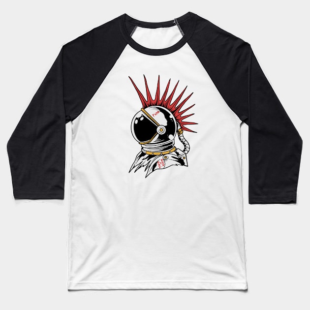 Punk Rock Astronaut // Retro Spaceman Rock 'n Roll Baseball T-Shirt by Now Boarding